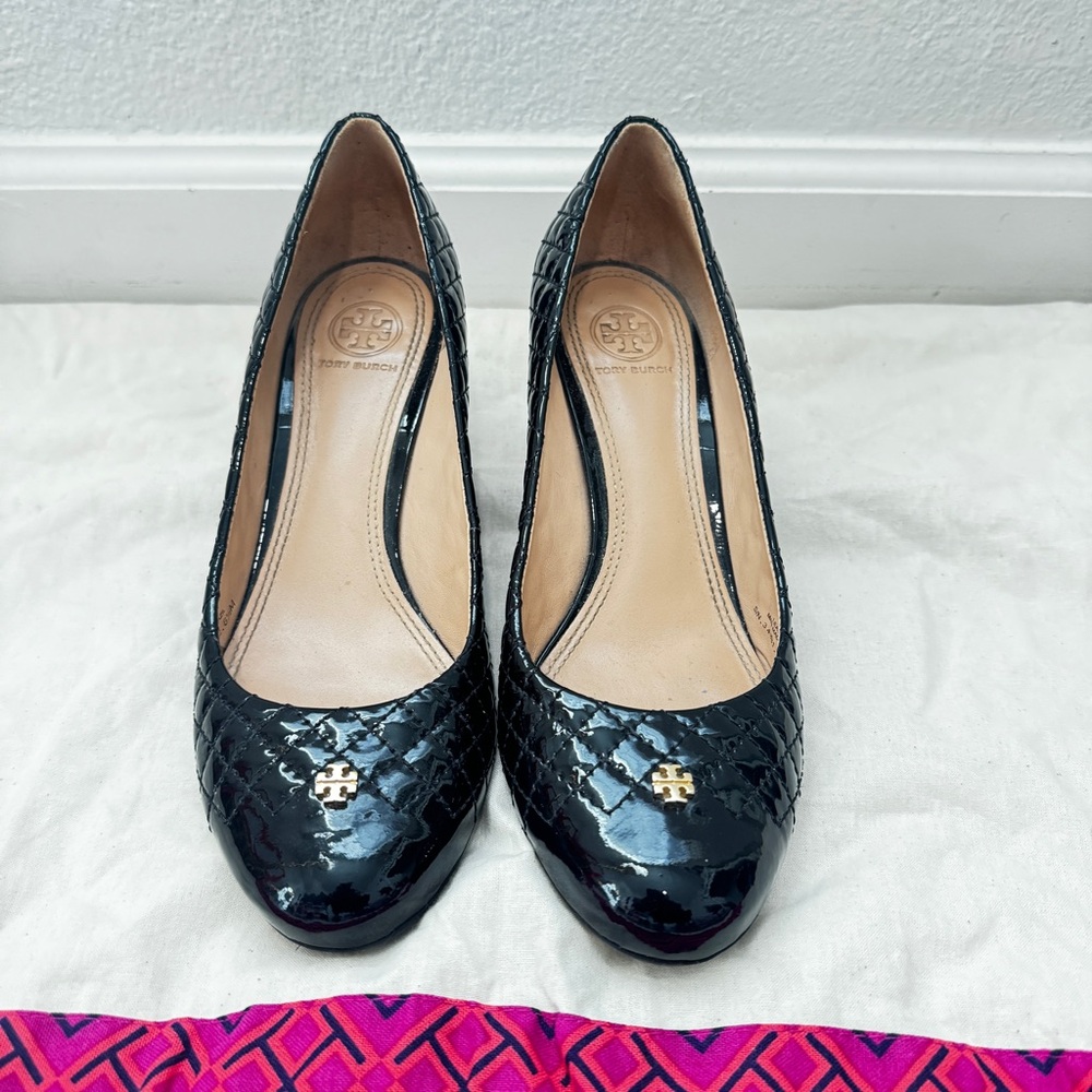 Tory Burch Black Wedge Heels size 8.5